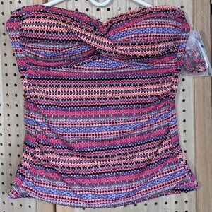 NWT Anne Cole tankini swim top, convertible - can be strap or strapless, size XL